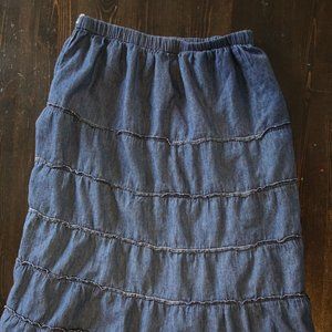 Metro Wear Tiered Blue Jean Skirt M